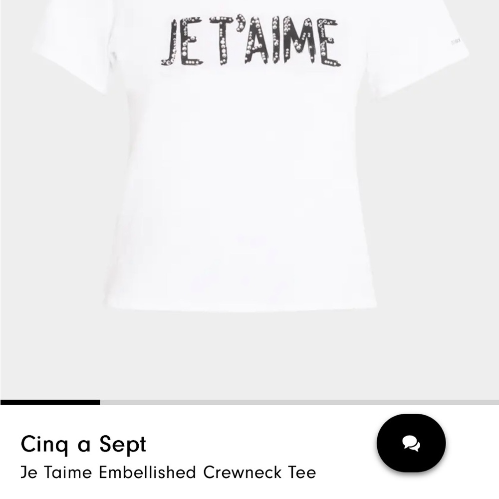 Cinq a Sept White Short Sleeve Tee with Je T'aime Print